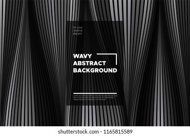 Movement. Monochrome Abstract Background of Waves. Modern Bright Flow Poster. Blend. Distortion of Wave Stripes. 3d Surface with Optical Illusion. Monochrome Warped Lines Movement Effect. Eps10 Vector