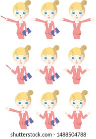 Movement set of female hands in pink suit
