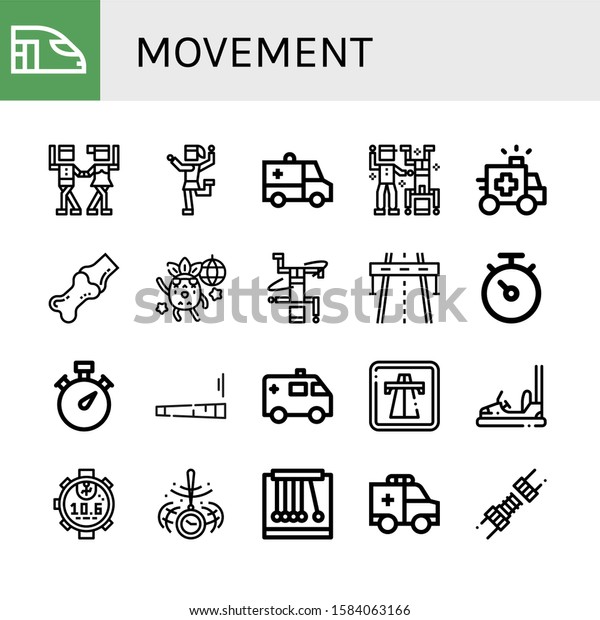 movement simple\
icons set. Contains such icons as High speed train, Waltz,\
Traditional dance, Ambulance, Dance, Joint, Dancing, Breakdance,\
can be used for web, mobile and\
logo