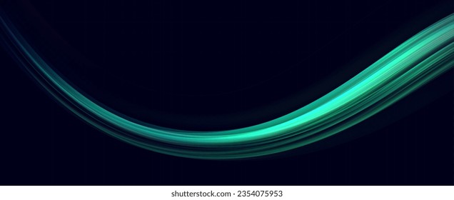 Movement speed. Futuristic neon light lines. Light trail. High speed effect. High speed motion blur effect.Dynamic light motion trails.
