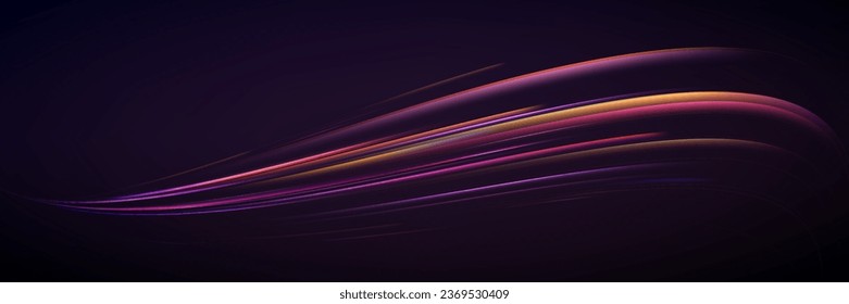 Movement speed. Futuristic neon light lines. Light trail. High speed effect. High speed motion blur effect.Dynamic light motion trails.