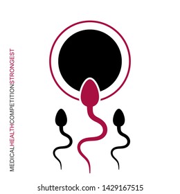 The movement of sperm to the egg icon. Simple element. Sperm fertilizing egg cell symbol for mobile applications on web sites and public use. Vector illustration.