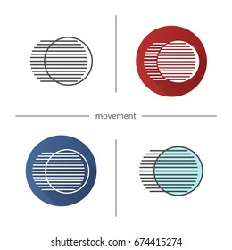 Movement symbol icon. Flat design, linear and color styles. Dynamic motion concept. Isolated vector illustrations