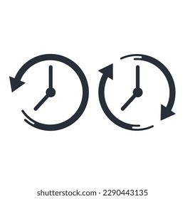 The movement of time forward, backward. Symbol for counting time. Vector linear icon isolated on a white background.