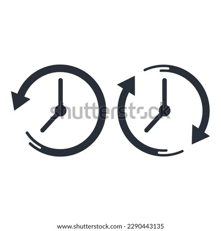 The movement of time forward, backward. Symbol for counting time. Vector linear icon isolated on a white background.