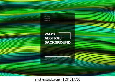 Movement. Trendy Abstract Background of Waves. Modern Bright Flow Poster. Color Blend. Distortion of Wave Stripes. 3d Surface with Optical Illusion. Colorful Warped Lines Movement Effect. Eps10 Vector