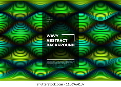 Movement. Trendy Abstract Background of Waves. Modern Bright Flow Poster. Color Blend. Distortion of Wave Stripes. 3d Surface with Optical Illusion. Colorful Warped Lines Movement Effect. Eps10 Vector
