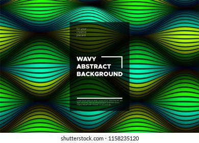 Movement. Trendy Abstract Background of Waves. Modern Bright Flow Poster. Color Blend. Distortion of Wave Stripes. 3d Surface with Optical Illusion. Colorful Warped Lines Movement Effect. Eps10 Vector