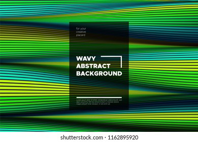Movement. Trendy Abstract Background of Waves. Modern Bright Flow Poster. Color Blend. Distortion of Wave Stripes. 3d Surface with Optical Illusion. Colorful Warped Lines Movement Effect. Eps10 Vector