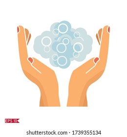 movement of two palms, washing hands with soap. hand washing theme.