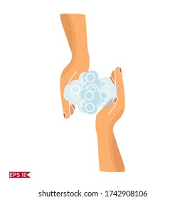 movement of two palms, washing hands with soap. hand washing theme.