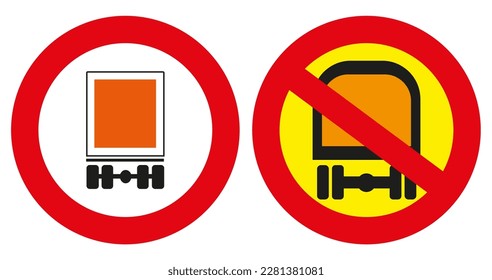 The movement of vehicles carrying dangerous goods is prohibited. Vector graphics.