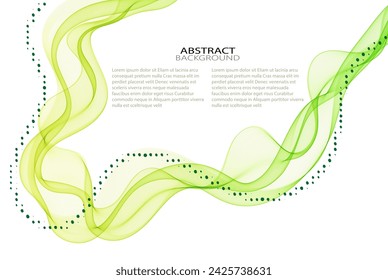 The movement of wavy lines collected in a bright light green transparent wave
