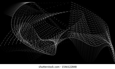 The movement of white dots and particles on a black background. Vector EPS10