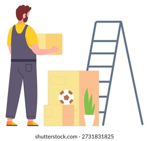 Mover carry packed things. Service courier character