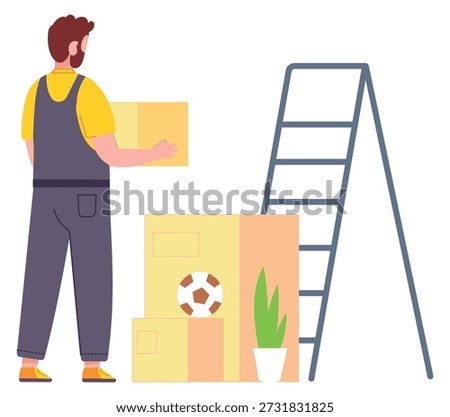 Mover carry packed things. Service courier character