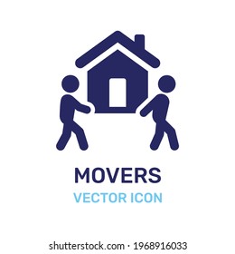 Mover carrying a house icon vector