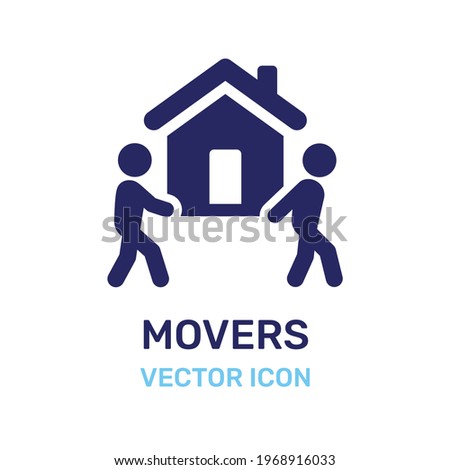 Mover carrying a house icon vector
