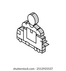 mover delivery service worker and truck isometric icon vector. mover delivery service worker and truck sign. isolated symbol illustration