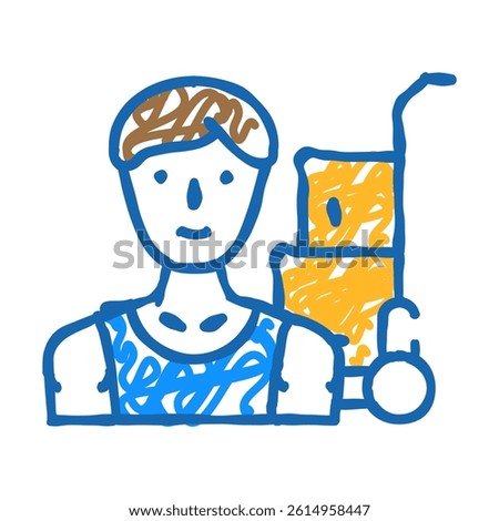 mover delivery worker doodle icon sketch vector. mover delivery worker sign. isolated symbol illustration
