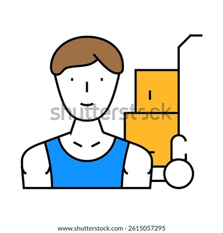 mover delivery worker line icon vector. mover delivery worker sign. isolated symbol illustration