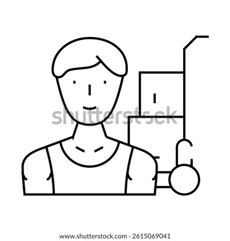 mover delivery worker line icon vector. mover delivery worker sign. isolated contour symbol black illustration