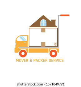 Mover and Packer Service flat icon vector design. Isolated on white background.