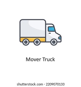 Mover Truck Filled OutlineVector Icon Design illustration on White background. EPS 10 File