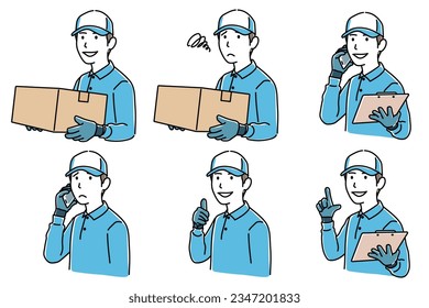 Movers with parcels set,　Vector Illustration