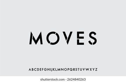 Moves Font ist eine moderne und elegante Schrift mit einzigartigen runden Schnitten, perfekt für zeitgenössische Branding-, Mode- und Tech-Projekte, die einen stilvollen, minimalistischen Touch suchen.