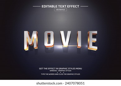 Movie 3D editable text effect template