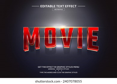 Movie 3D editable text effect template