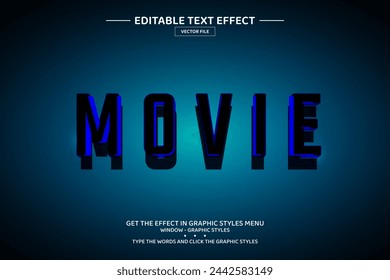 Movie 3D editable text effect template