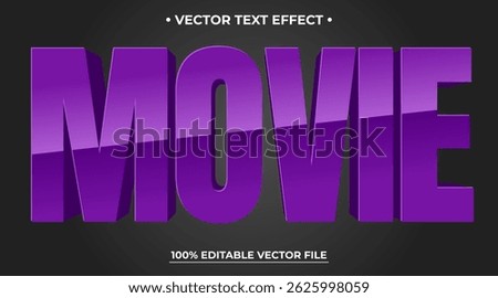Movie 3d editable text effect with purple color suitable for battle themes