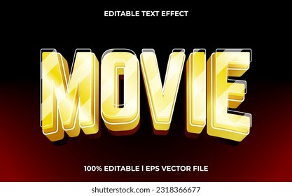 Movie 3d text effect and editable text, template 3d style use for Gold tittle