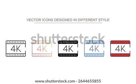 Movie 4k icon design with white background stock illustration