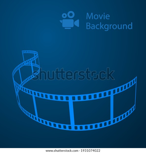 movie abstract background blue with film reel and\
video camera
