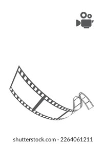 Movie abstract background with film reel roll  and camera icon