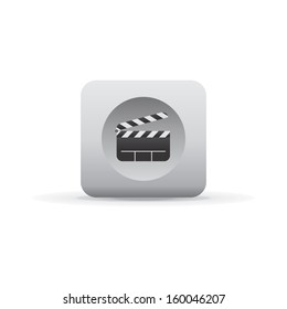 movie action white shadowed button icon
