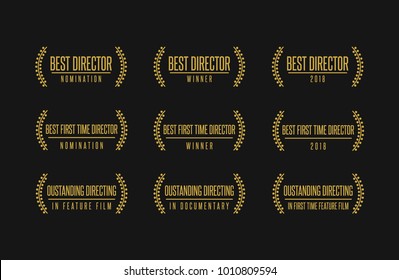 Movie award best director feature film documentary achievement vector logo icon set
