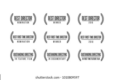 Movie Award Best Director Feature Film Documentary Achievement Vector Logo Icon Set