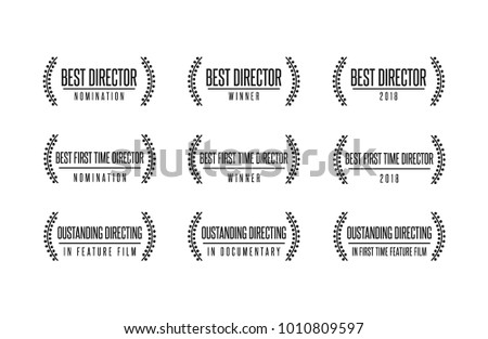 Movie award best director feature film documentary achievement vector logo icon set Stockfoto © 