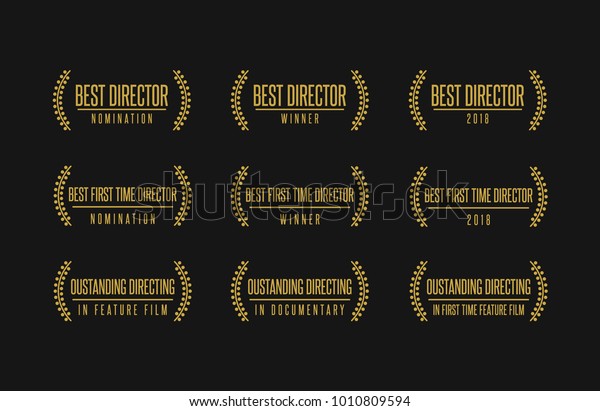 Movie award best director feature film\
documentary achievement vector logo icon\
set
