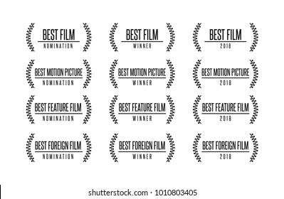 Movie award best feature film motion picture nomination winner vector logo icon set