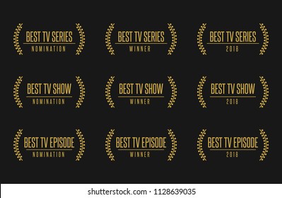 Movie Award Best Tv Show Series Nomination. Laurel Vector Logo Icon Set

