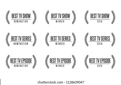 Movie award best tv show series nomination. Laurel vector logo icon set

