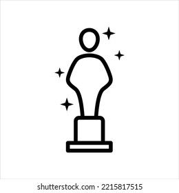 Movie Award Statue Line Icon Vector Graphic Illustration