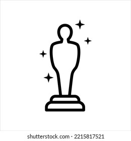 Movie Award Statue Line Icon Vector Graphic Illustration