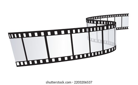 movie background with film reel , realistic 35 mm strip