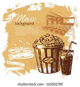Movie background with hand drawn sketch illustration	